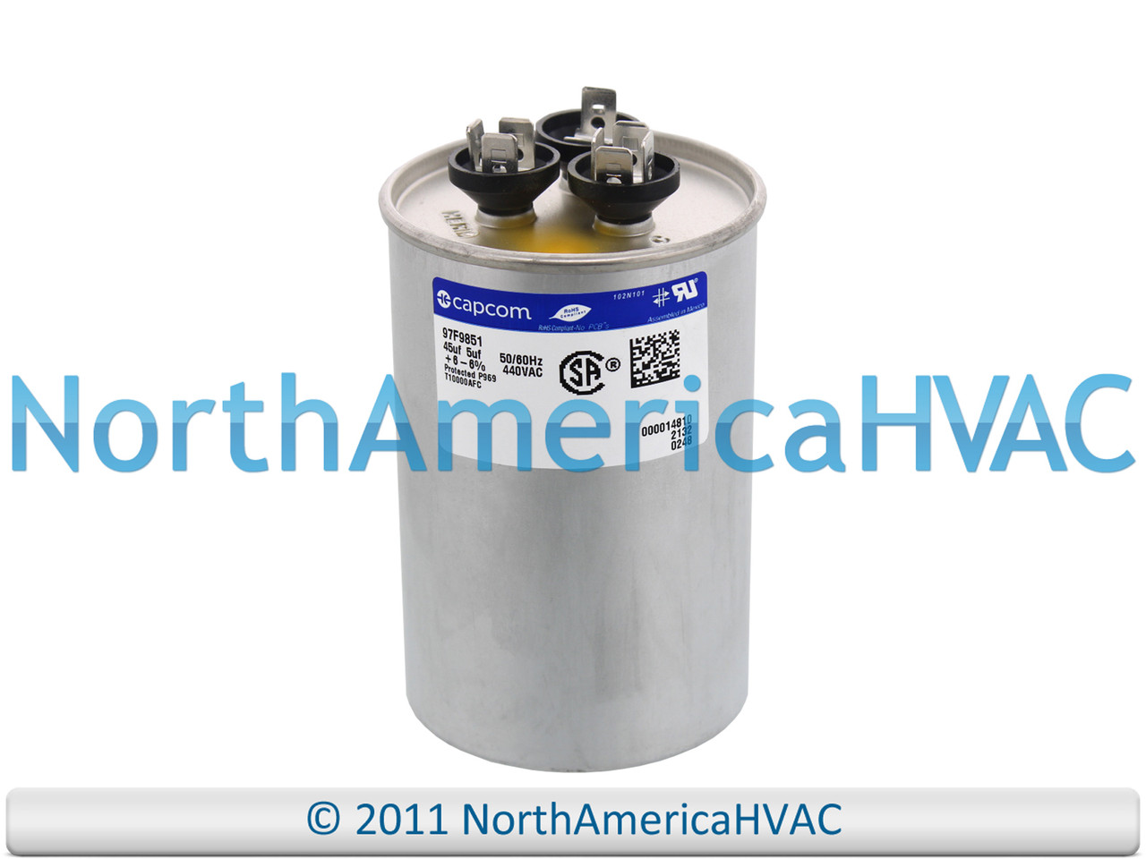 OEM Capcom Capacitor Dual Round 45 + 5 uF 440v Replaces Trane
